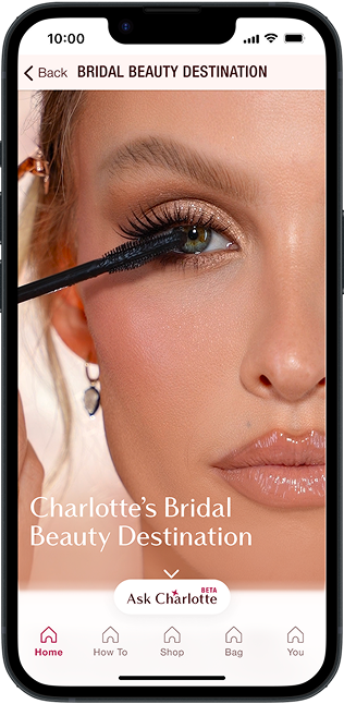 Charlotte's Bridal Beauty Destination campaign introduction in the app