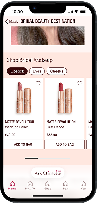 Shoppable bridal makeup carousel in the campaign app experience