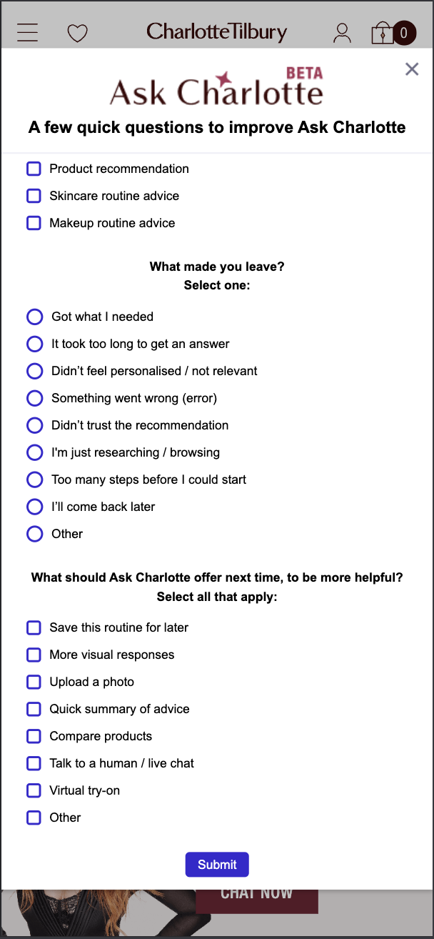 Ask Charlotte exit survey reasons for leaving on mobile